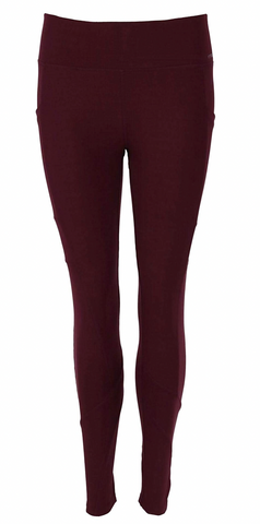 Crossover Leggings with Stash Pocket - Burgundy