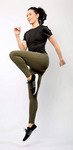 Crossover Leggings with Stash Pocket - Olive