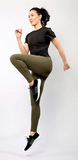 Crossover Leggings with Stash Pocket - Olive